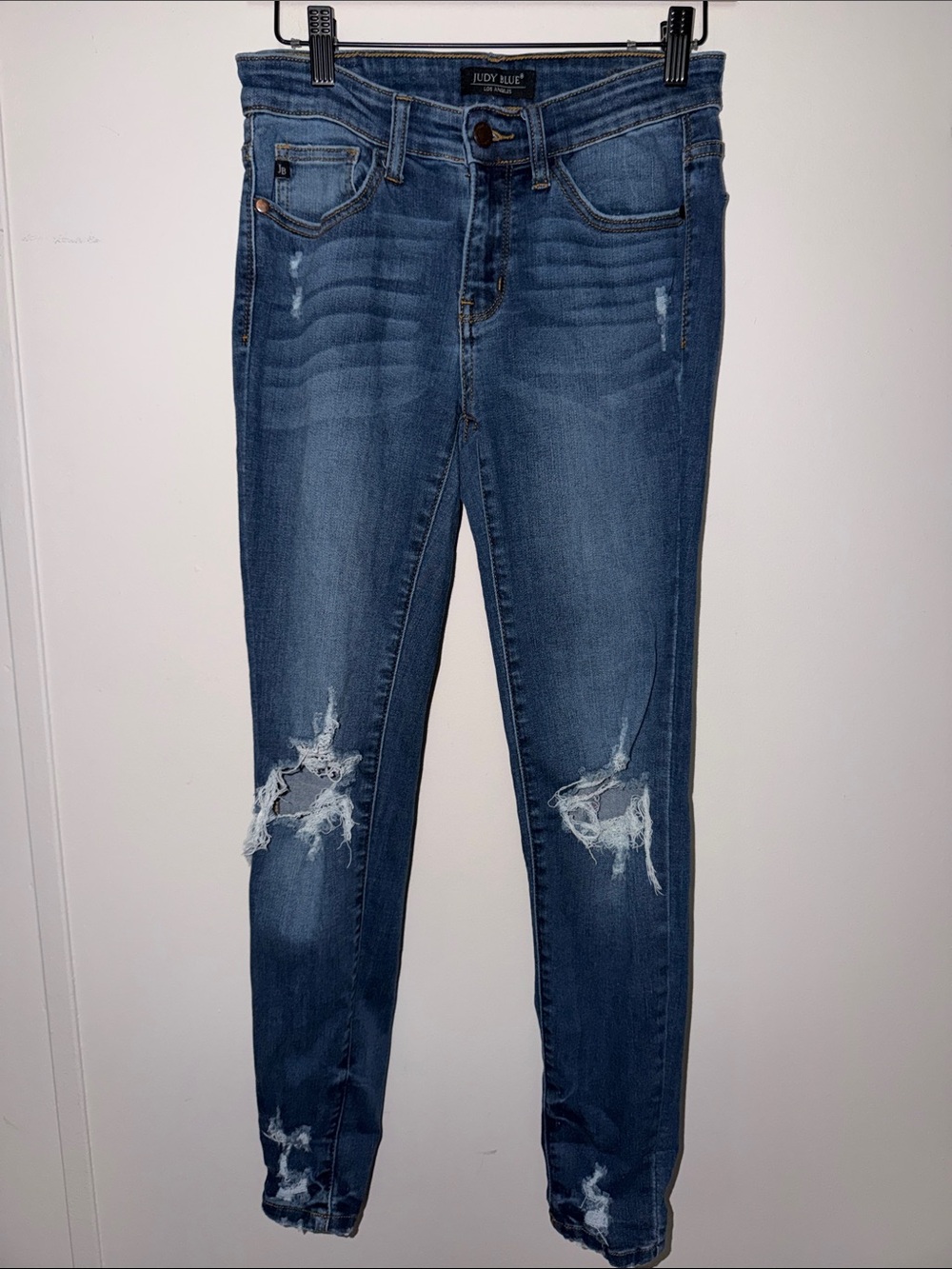 Judy Blue Women's Ripped Skinny Jeans - Dark Blue Wash